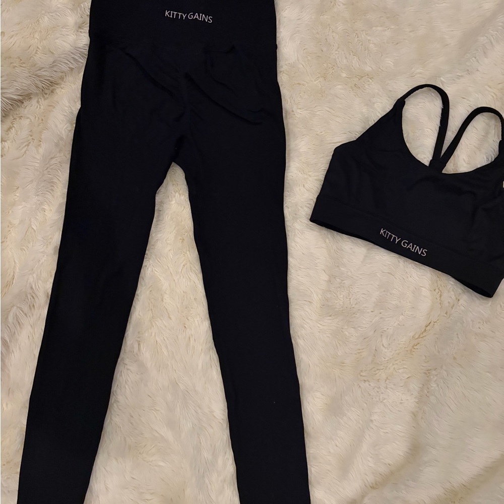 Black Leggings and Sports Bra Set